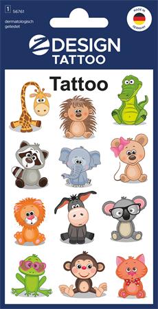 Matrica, tetoválás, 1 ív, 76x120 mm, AVERY ZWECKFORM, "Z-Design No.56761", állatok